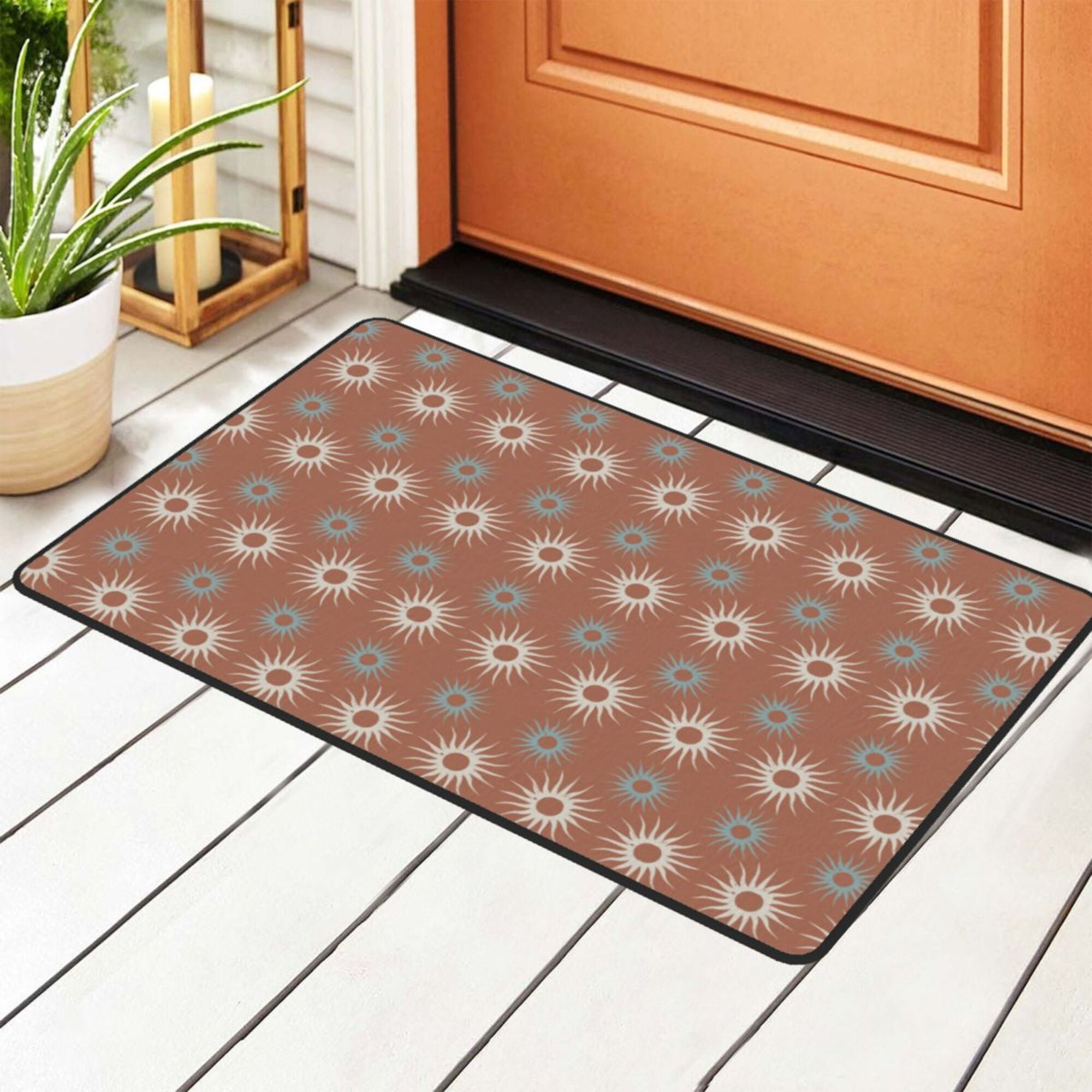 Abstract Digital Floral Brown Rugs Doormat, Non-Slip Machine Washable ...