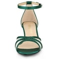 thumbnail image 3 of BLISSFUL STEP Women's Satin Rhinestone Stiletto Heel Sandals Green (Size 7.5), 3 of 7