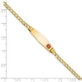 thumbnail image 3 of 14k Yellow Gold Bracelet Medical Curb 7.5 mm 8 in Semi-Solid Soft Diamond Shape Red Enamel ID Cuban, 3 of 4