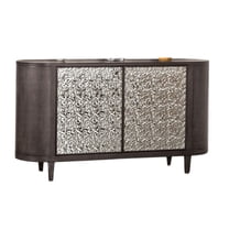 Zoko Sideboard Buffet Console, 2 Doors, Chrome, Ash Gray Wood 60 Inch