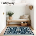 thumbnail image 3 of ODIKA 5'x7' Machine Washable Non-Slip Area Rug, Medallion Mosaic with Oceanic Swirl Motifs and Classic Border Design High Traffic Rug with Pad, Blue, 550244, 3 of 8