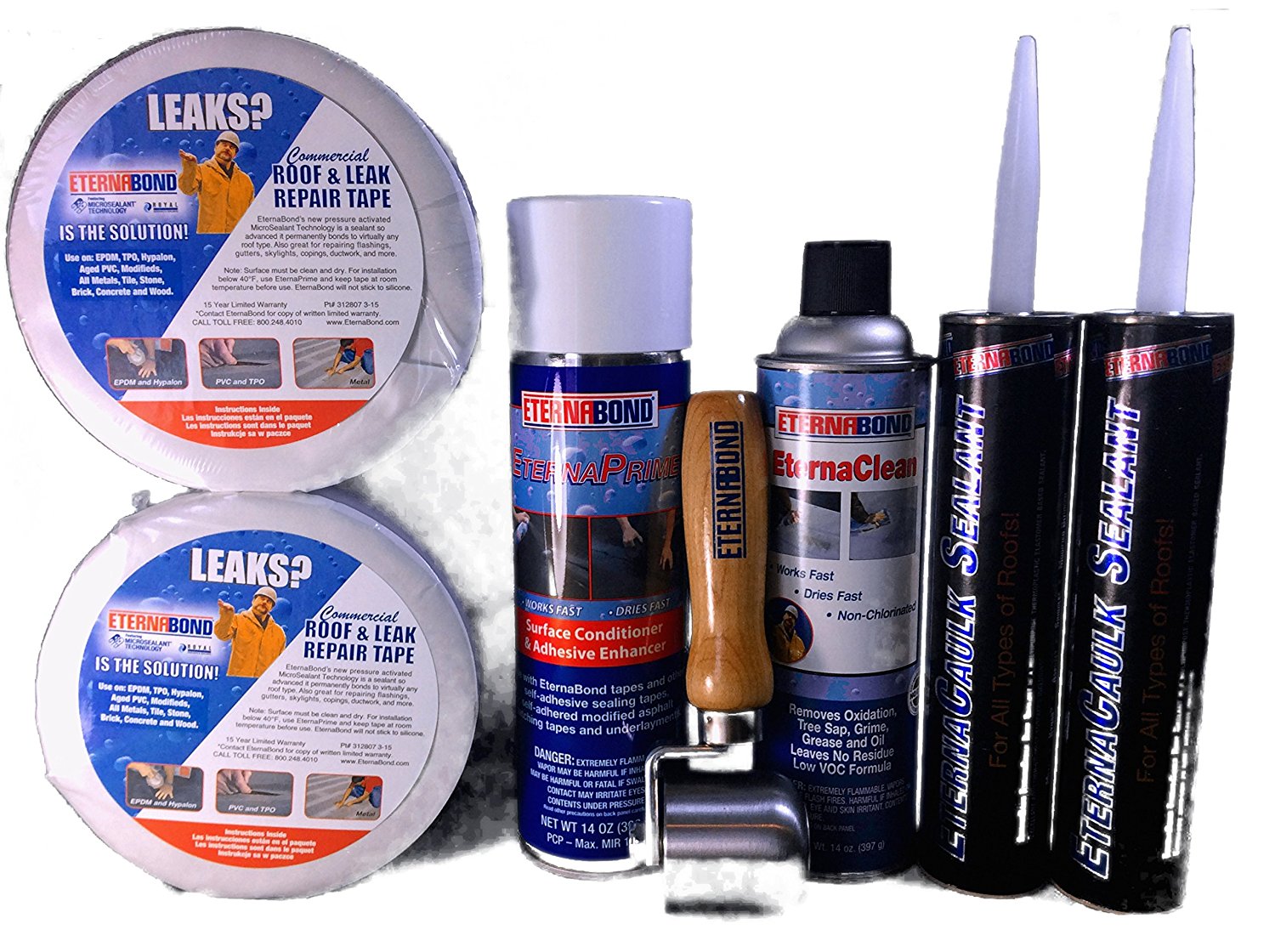 Eternabond Roof Repair Kit Includes Roof Tape, Caulk, Cleaner, Primer