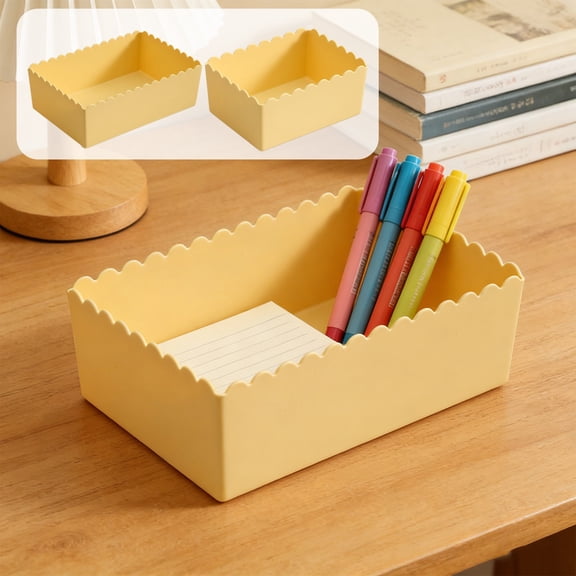 Beautynvta Desktop Storage Box, Cosmetic Organizer Plastic Household Storage Basket Stackable for Office, Bedroom, Bathroom, 4.92x3.94x2.36 Inch