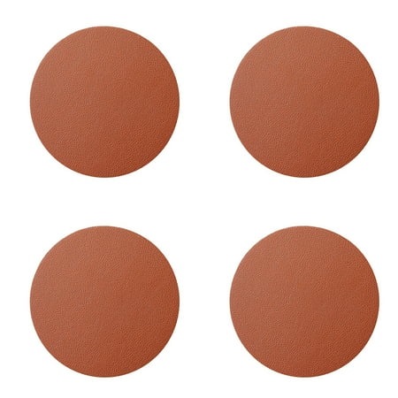 

Yesbay 4Pcs Cup Mats Heat Insulation Waterproof Faux Leather Wear Resistant Double Layer Design Cup Coaster Khaki