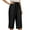 Black, variant on Womens Elastic High Waist Capri Pants Summer Casual Loose Fit Capris Wide Leg Cotton Linen Pants