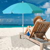 MEWAY 6.5ft Beach Umbrella with Sand Anchor & Tilt Mechanism, Portable UV 50+ Protection，Outdoor Sunshade Umbrella with Carry Bag，for Garden Beach Outdoor (Sky Bl