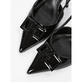 thumbnail image 4 of On feet& in love Women's Pointed Toe Patent PU Slingback Heels with Statement Square Buckle - Black Dress Shoes for Work & Party - Size 5.5, 4 of 7