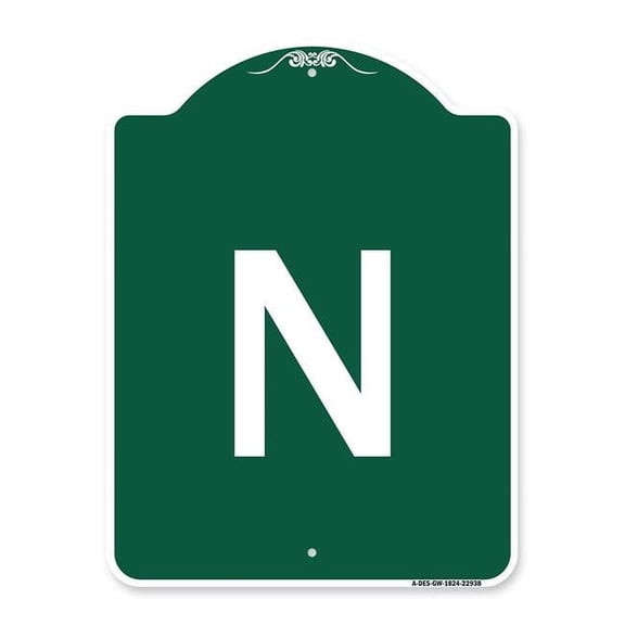 SignMission A-DES-GW-1824-22938 18 x 24 in. Designer Series Sign - Sign with Letter N , Green & White