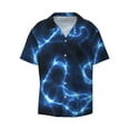 thumbnail image 3 of Goofa Blue Lightning Printed Men's Casual Short-sleeved Shirt,Lightweight Breathable Button-down,Summer Casual men's top,Versatile Fashion shirt-X-Large, 3 of 7