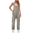 thumbnail image 2 of Wiyuqeen Women's V Neck Sleeveless Jumpsuits Spaghetti Straps Harem Long Pants Overalls Solid Loose Fit Jumpsuits One Piece With Pockets, 2 of 7
