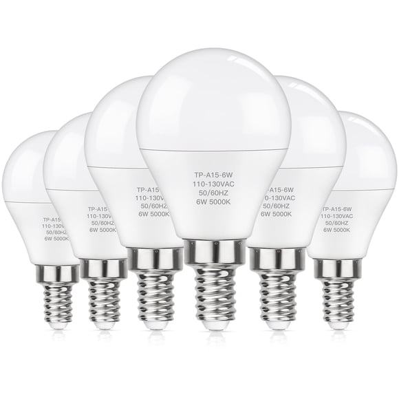 Paquete de 6 bombillas LED MaxVolador E12 para ventilador de techo, 6 W, 5000 K, luz diurna