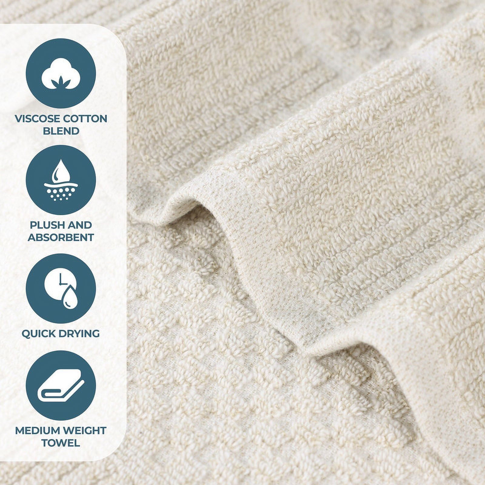 Superior Naples Viscose Cotton Blend Medium Weight Bath Sheets, Set of 2, Beige