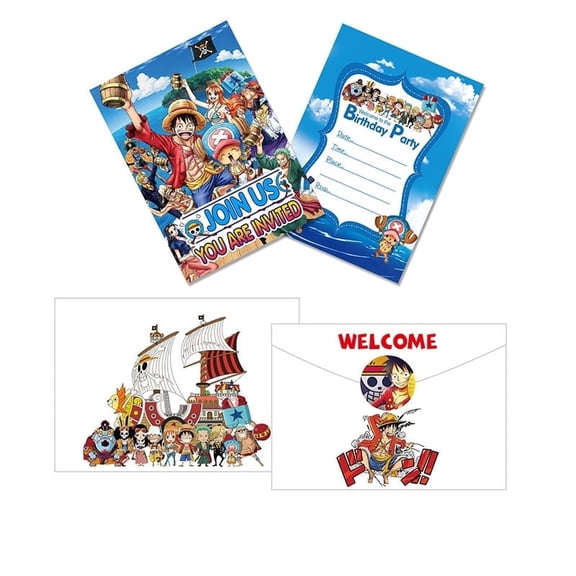 One Anime Piece Birthday Party Invitation & Envelopes,12Pcs