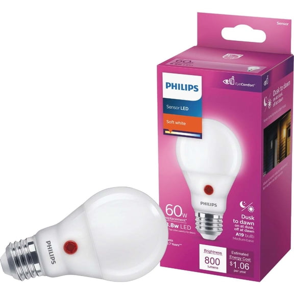 Philips 60W Equivalent Soft White A19 Medium Dusk to Dawn LED Light Bulb 573238