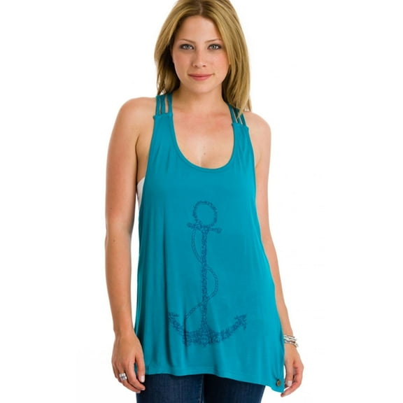 Roxy Womens Sparked Flame Racerback Tank Top, Green, Juniors, Small