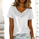 thumbnail image 2 of Camisas de Manga Corta para las Mujeres Casual Brillante Color Sólido Empalmado Cuello de Tortuga Tops para el Uso Diario, 2 of 9