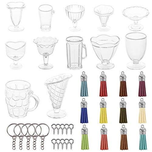 OLYCRAFT 204pcs Mini Cup Keychain Kit Bubble Tea Keychain Accessories Set  NO-Glue Bubble Tea Keychain Kit Mini Cup Pendants with Keychain Rings  Tassels Bubbles Straws for Key Chain DIY Earring Making Milky