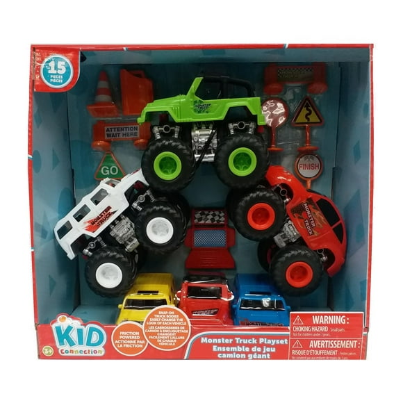 Kid Connection Monster Truck Play Set, Friction powered, Snap-on truck bodies