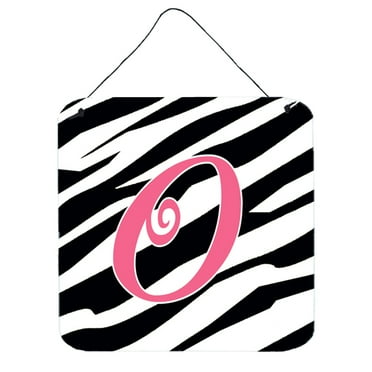 Letter O Initial  Zebra Stripe and Pink Wall or Door Hanging Prints