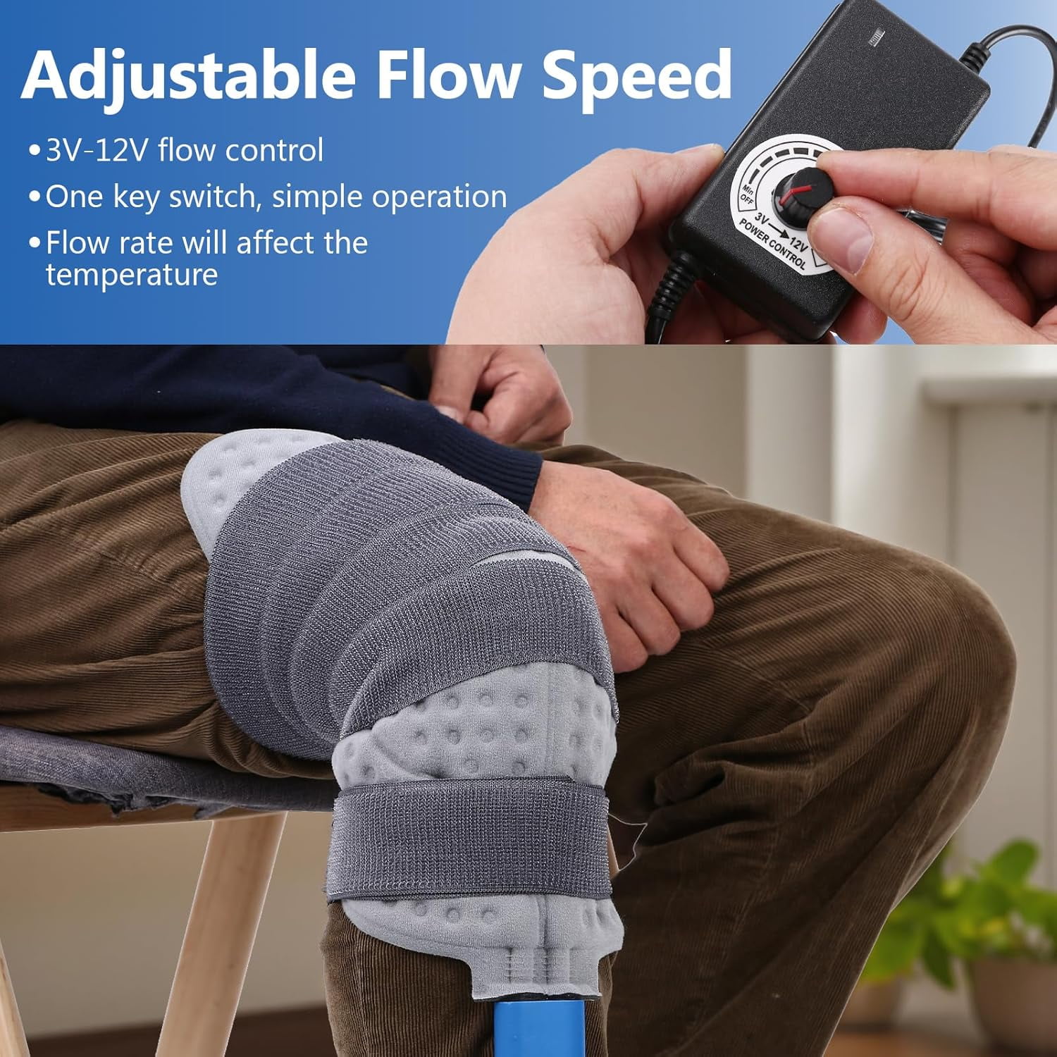 Cold Ice Machine for Knee Therapy System Knee/Joint Pad, Cooling Reservoir and Quiet Bump