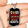 thumbnail image 2 of Dogs Paw Prints Our Hearts Necklace Stainless Steel or 18k Gold Dog Tag 24" Chain, 2 of 8