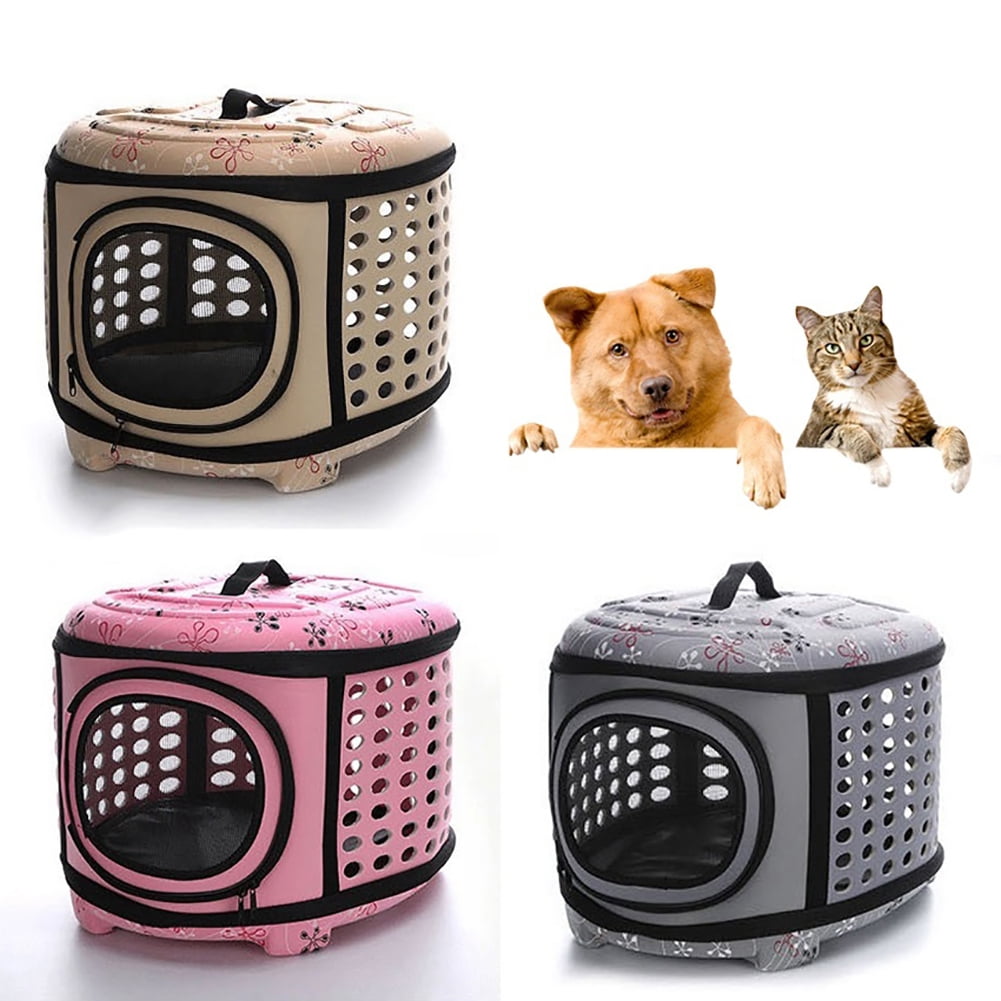 Foldable Pet Dog Cat Carrier Cage Collapsible Travel Kennel Portable Pet Carrier Outdoor Shoulder Bag for Puppy Kitty Small Medium Animal Bunny Ferrets Transport Carry 
