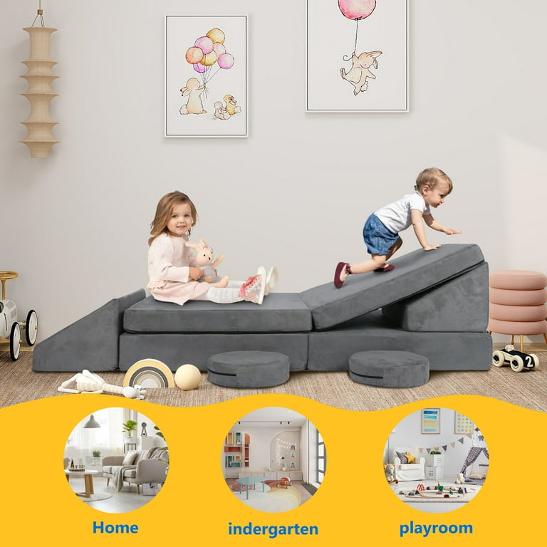 AILEEKISS 9 Pcs Kids Sofa Couch Playset, Indoor Baby Play AILEEKISS 9 Pcs Kids Sofa Couch Playset, Indoor Baby Play