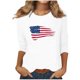 thumbnail image 1 of Blusas para las Mujeres Casual 3/4 Manga Cuello Redondo Impreso Suelto Superior, Mujer 3/4 Manga Tops Y Blusas, 1 of 4