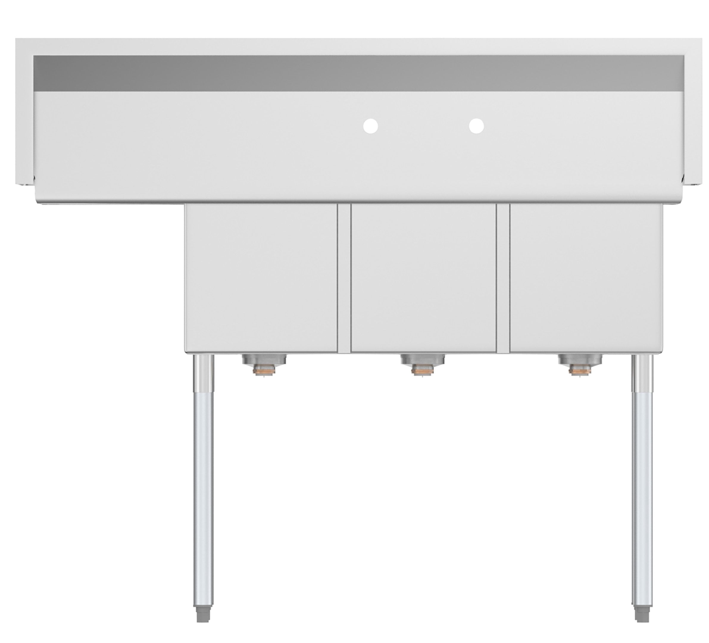 3 Compartment 51" Stainless Steel Commercial Kitchen Sink with Drainboard - Bowl Size 12" x 16" x 10"