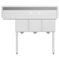 thumbnail image 6 of 3 Compartment 51" Stainless Steel Commercial Kitchen Sink with Drainboard - Bowl Size 12" x 16" x 10", 6 of 9