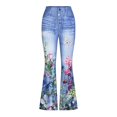 thumbnail image 4 of Women's Jeans Wide Leg,Bell Bottom Jeans for Women 2024 Trendy Floral Print Denim Trousers High Waisted Boyfriend Flare Denim Stretch Streetwear Pants, 4 of 8