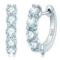 thumbnail image 5 of K-KED 3mm/3.5mm Round Brilliant Cut Moissanite Hugie Hoop Earrings Sterling Silver 925, 5 of 9