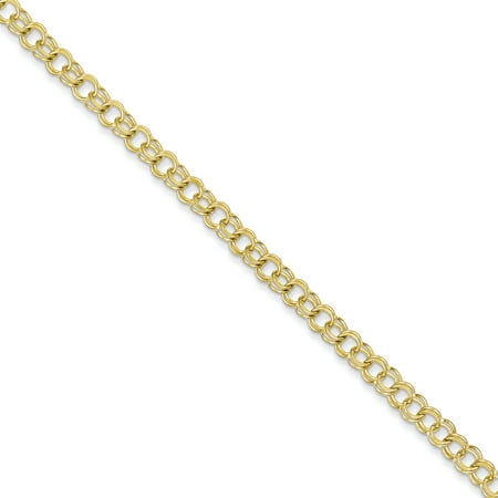 10k Yellow Gold Solid Double Link Charm Bracelet 7 Inch Gifts For Women For Her