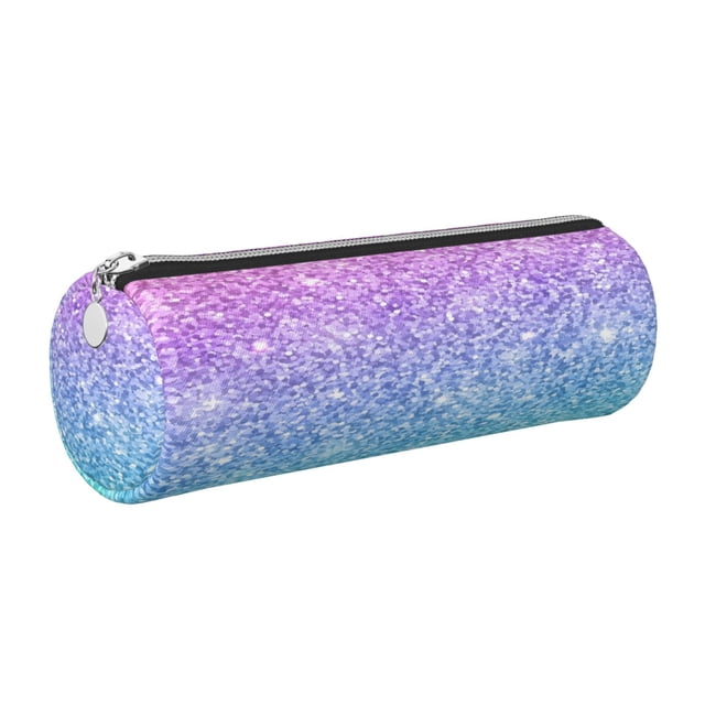 Disketp Multicolor Glitter Estuche Organizador de Lápices de Cuero, Estuche de Oficina con Cremallera para Bolígrafo y Lápiz