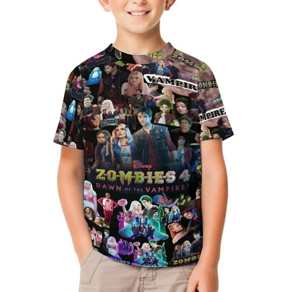 Boys Girls Zombies 4 T-Shirt 3D Graphic Crewneck Short Sleeve Printed Tee Shirt Tops for Kids Teens