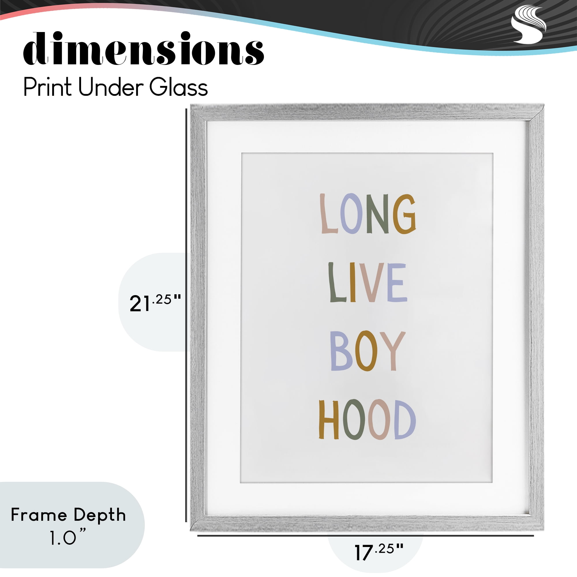 Stupell Industries Long Live Boy Hood Gray Framed Print Under Glass, design by Katie Griggs