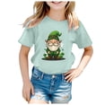 thumbnail image 4 of Yigsgc St. Patrick's Day T-Shirts for Kids,Girls Boys Leprechaun Shamrock Print Top Short Sleeve T-shirt Tee,Color Mint Green,Size 6-7 Years, 4 of 4