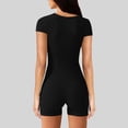 thumbnail image 4 of NMMUED Women's Short Sleeve Bodycon Romper Stretchy Square Neck Unitard Jumpsuit Black L, 4 of 8