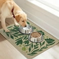 thumbnail image 6 of Dog Food Mats for Floors Waterproof, Absorbent Quick Dry Pet Cat Food Mat, Water Bowl Mats Pet Feeding, Eco-Friendly Accessories Pet Supplies (12"x20",Green Flower Bird), 6 of 6