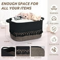 thumbnail image 3 of Natubeau 3 Pack Woven Storage Baskets, Black 22L Large Storage Basket for Organizing, Cotton Rope Storage Bins with Heavy Tassel, Cube Laundry Baskets, 3 of 12