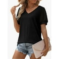 thumbnail image 4 of Womens Summer Casual Shirts Short Sleeve Tunic V Neck Trendy Blouses Tops, 4 of 5