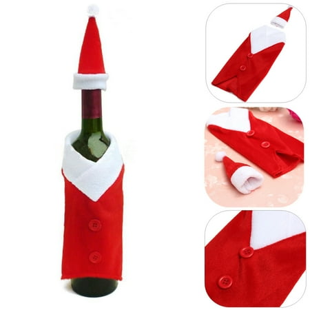 Hat Wine Bottle - Grtsunsea M.way White&Red Cute Santa Suit Wine Bottle Cover Hat Cap Home Decor Christmas Holiday Gift Bag Wrap