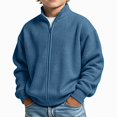 thumbnail image 2 of DJDLJWCJ Boys Zip Up Sweatshirts Stand Collar Long Sleeve Solid Color Sweatshirt Comforty Lightweight Full Zipper Jacket Navy Size 11, 2 of 9