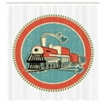 thumbnail image 3 of Ambesonne Steam Engine Shower Curtain, Retro Train Art, 69"Wx75"L, Turquoise Salmon Ivory, 3 of 5