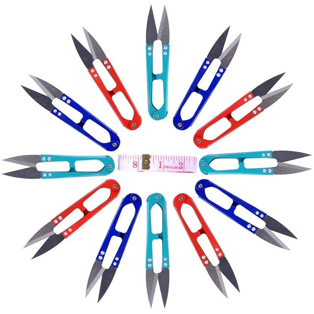 12pcs U Tijeras de coser Clippers, bordado Thrum hilo hilo de pesca cortador de abalorios, mini tijeras pequeñas para recortar, ideal para puntadas, suministros de bricolaje. Afortunado Sencillez