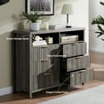 thumbnail image 5 of OAKHAM 6 Drawer Dresser, Fluted Wide Chest of Drawers for Bedroom Living Room, Midnight Oak, 5 of 7