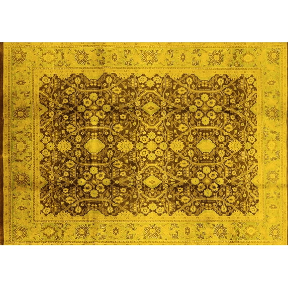 Ahgly Company Indoor Rectangle Oriental Yellow Traditional Area Rugs, 4' x 6'