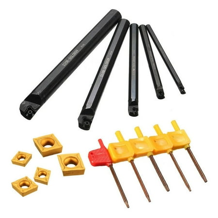 

BUYISI 5Pcs 7 10 12 16 20mm SCLCR Lathe Turning Tool Holder + 5Pcs CCMT Carbide Insert