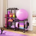 thumbnail image 4 of Estante de almacenamiento para gimnasio en casa SEEAHEAD de 6 niveles con ruedas, 4 of 7