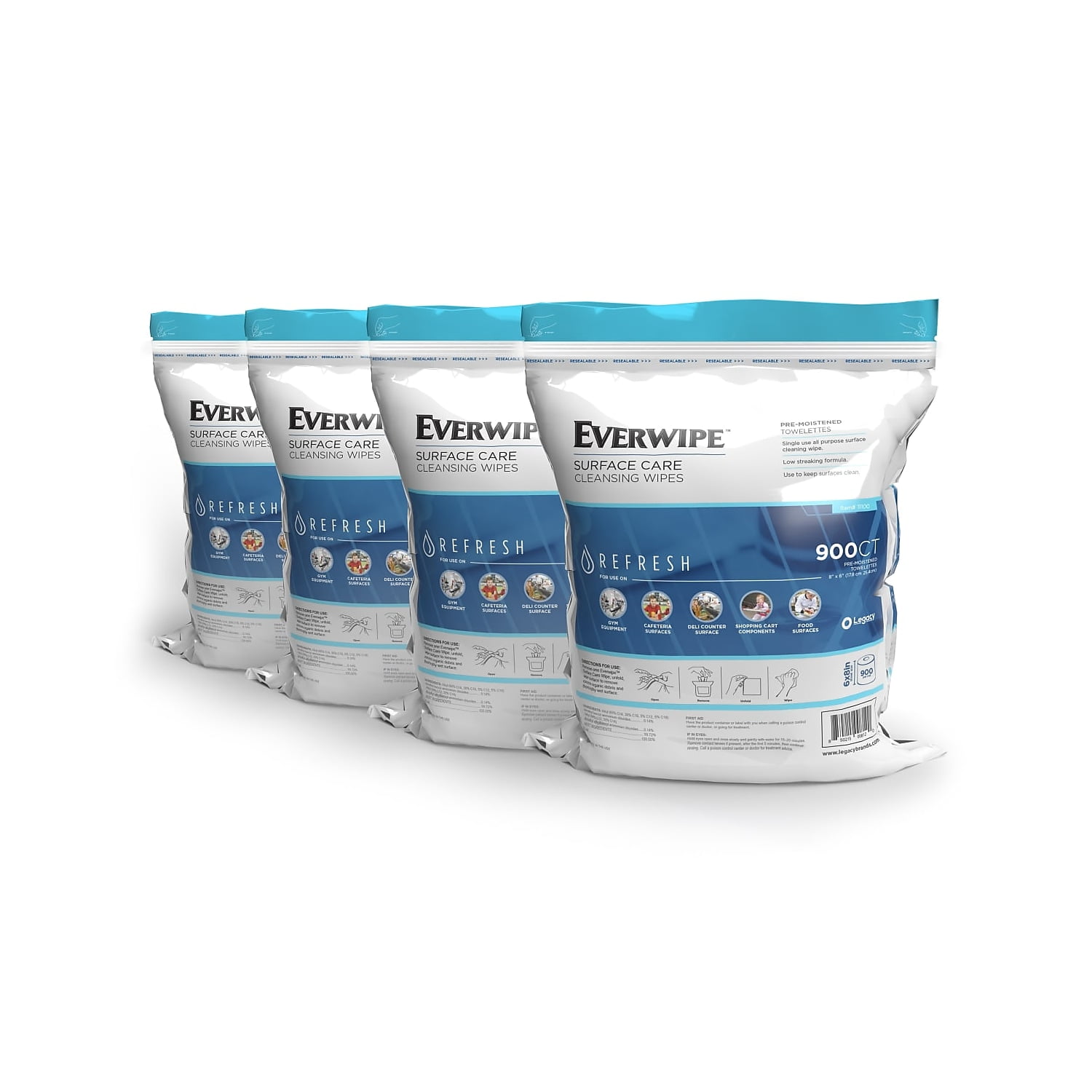 Everwipe Cleaning and Deodorizing wips 900/Bag 4 Bags/Carton 3600